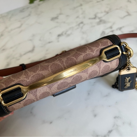 Coach 1941 Riley Top Handle 22 Signature Canvas Brass Tan Black 73937 Crossbody - Picture 7 of 16